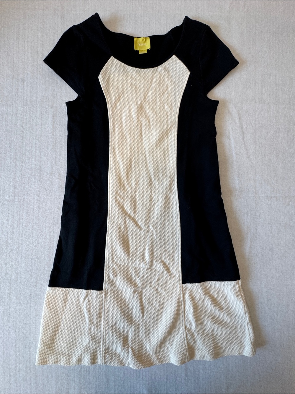 Maeve corny Black and Cream Colorblock Mini Dress